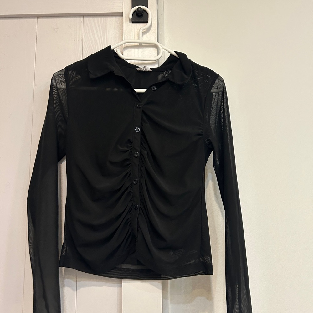 Ardene Black Ruched Fitted Blouse